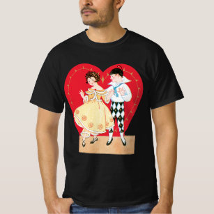 T-shirt Saint Valentin vintage, Arlequin rétro et coeur