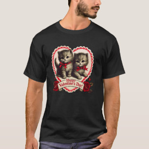 T-shirt Saint-Valentin Vintage Chat Chaton Rétro