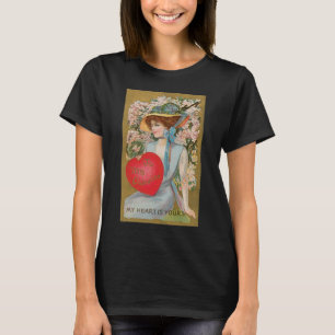 T-shirt Saint-Valentin vintage, Dame victorienne avec cœur