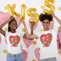 Saint-Valentin vintage mignon, fille avec cow-boy