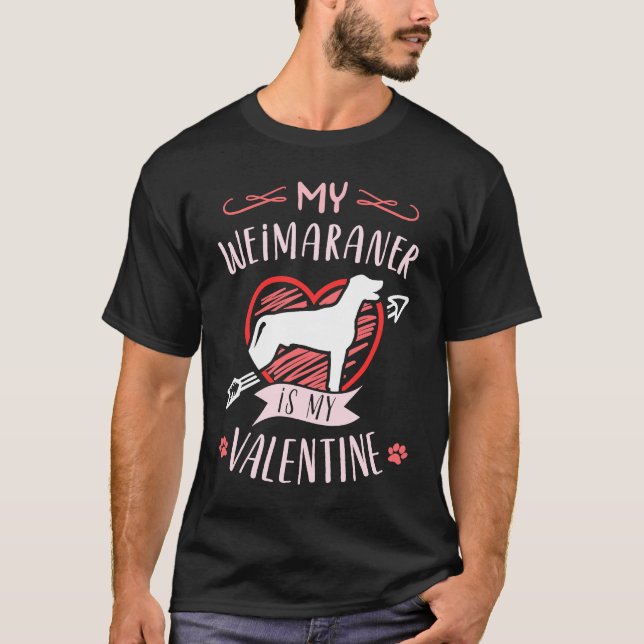 T-shirt Saint Valentin Weimaraner Chien Valentine (Devant)