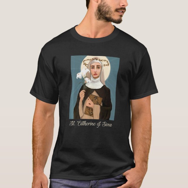 T-shirt Sainte Catherine de Sienne Catholique Pureté Fille (Devant)