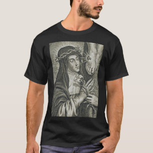 T-shirt Sainte Catherine de Sienne Crucifixion Art Noir Fo