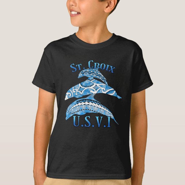 T-shirt Sainte-Croix USVI Vacation Tribal Dolphins (Devant)