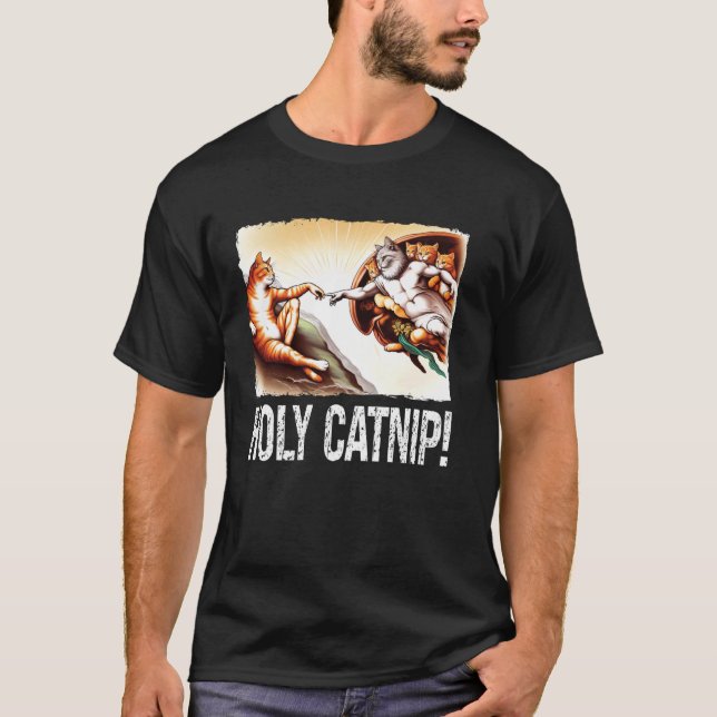 T-shirt Sainte Herbe à Chat Peinture de Chat Parodie pour  (Devant)