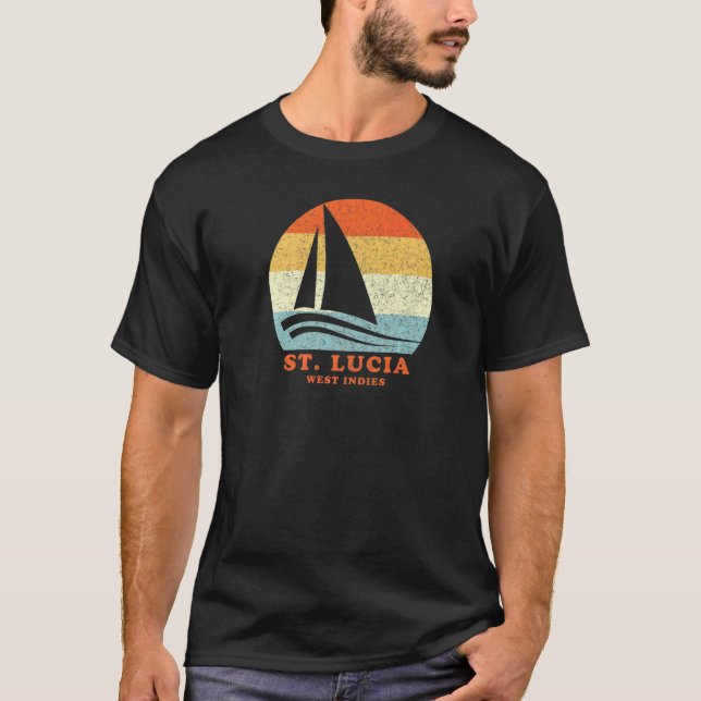 T-shirt Sainte-Lucie Antilles Voilier Vintage Vaca (Devant)
