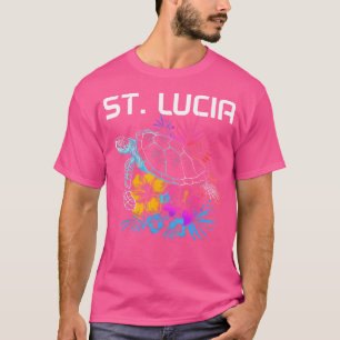 T-shirt Sainte-Lucie Fleurs de tortue de mer Plongée Surfe