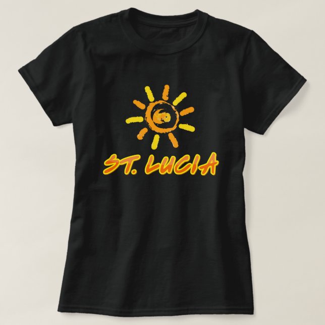 T-shirt Sainte-Lucie jaune et orange vif (Design devant)
