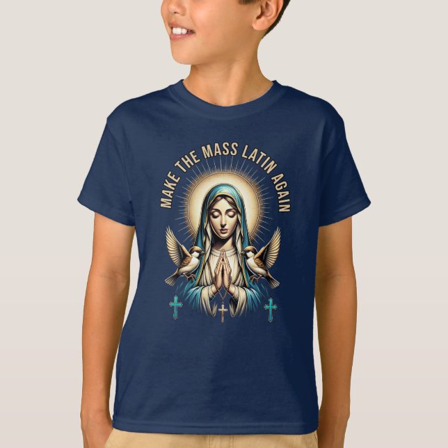 T-shirt Sainte Vierge Marie Messe latine (Devant)