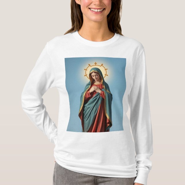 T-shirt Sainte Vierge Marie Tee - shirt à manches longues  (Devant)