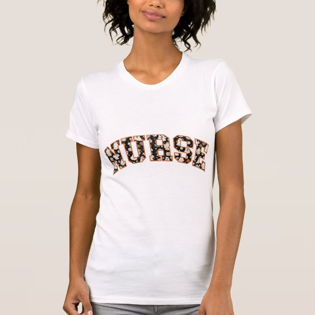 T-shirt Saison automne rétro de l'infirmière d'Halloween (Devant)