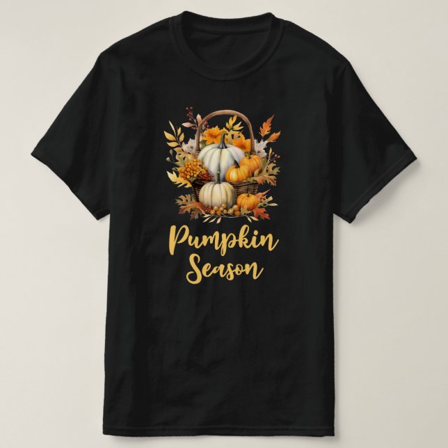 T-shirt Saison citrouille automne Feuilles d'automne (Design devant)