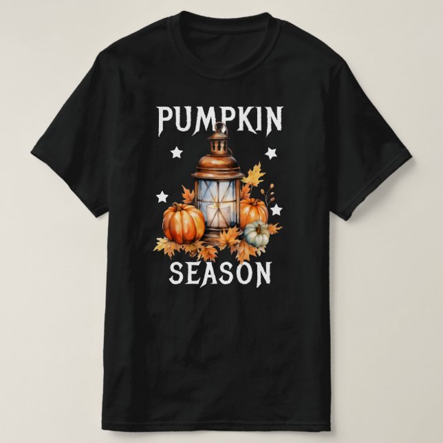 T-shirt Saison citrouille automne Feuilles d'automne (Design devant)