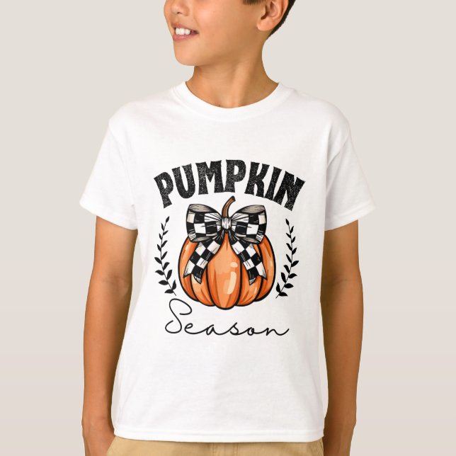 T-shirt Saison citrouille Coquette Citrouille Bow Hallowee (Devant)
