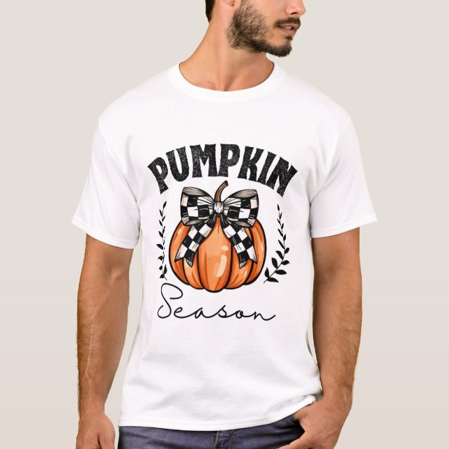 T-shirt Saison citrouille Coquette Citrouille Bow Hallowee (Devant)