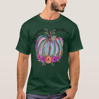 T-shirt Saison citrouille FleurPumpkin Coloré Automne