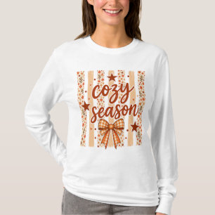 T-shirt Saison Cosy Rétro Floral Rayure Carreaux Nœud Art