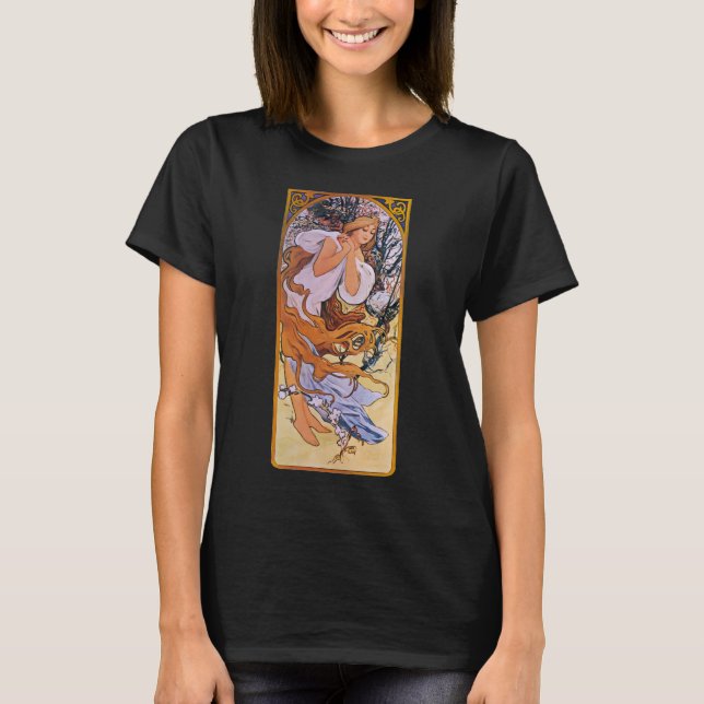 T-shirt Saison de printemps d'Alphonse Mucha, Art Nouveau  (Devant)