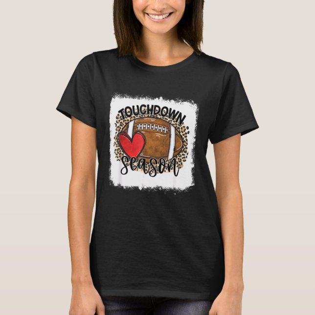 T-shirt Saison de Touchdown Bleu Jeu de léopard Jour Footb (Devant)