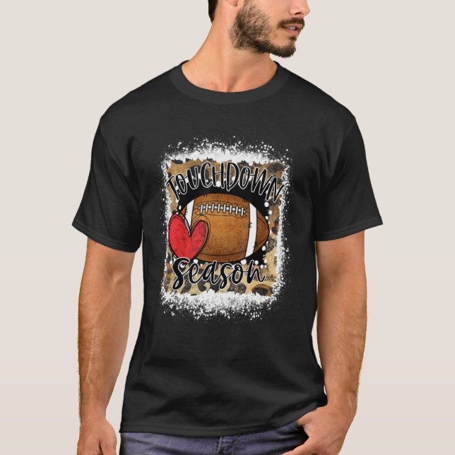 T-shirt Saison de Touchdown Bleu Jeu de léopard Jour Footb (Devant)
