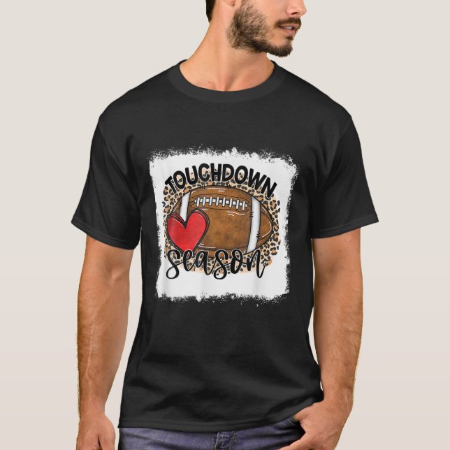 T-shirt Saison de Touchdown Bleu Jeu de léopard Jour Footb (Devant)