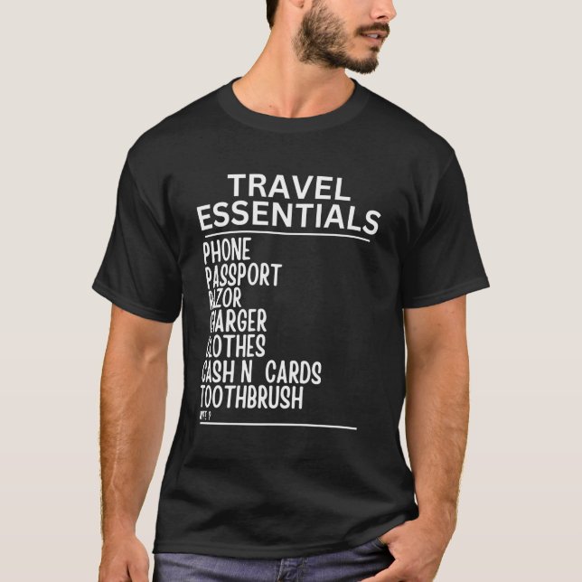 T-shirt Saison De Voyage Drôle Essentials Ne Pas Oublier L (Devant)