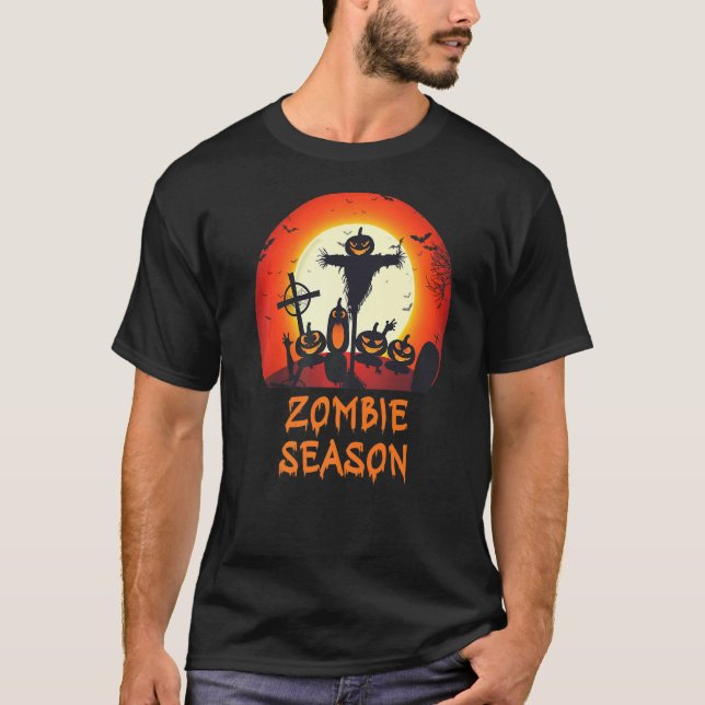 T-shirt Saison des zombies Cimetière effrayant au clair de (Devant)
