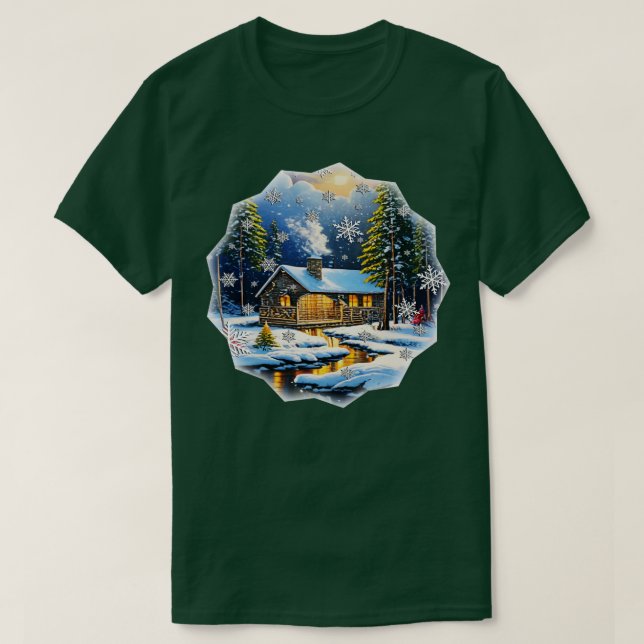 T-shirt Saison d'hiver Cabine en neige (Design devant)