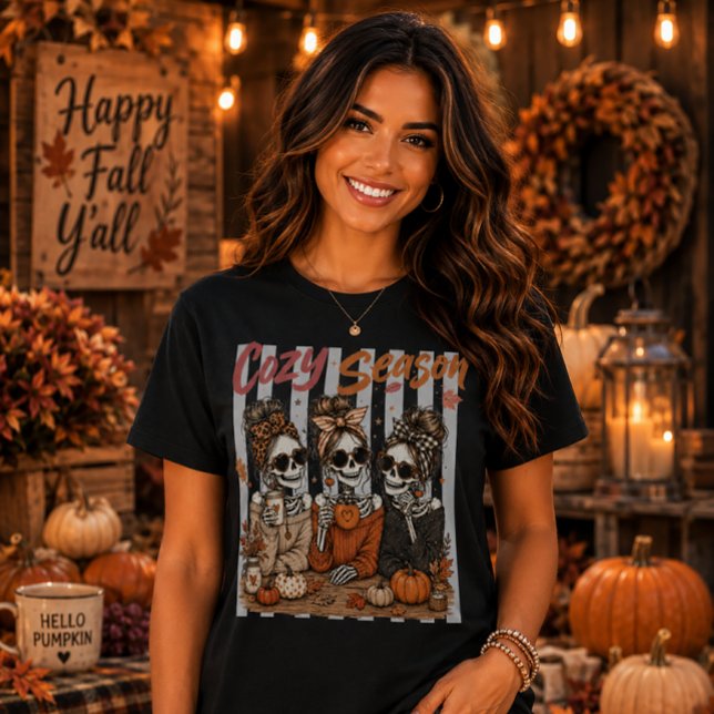 T-shirt Saison Douillette Squelettes Mignons Latte à la Ci (Créateur téléchargé)
