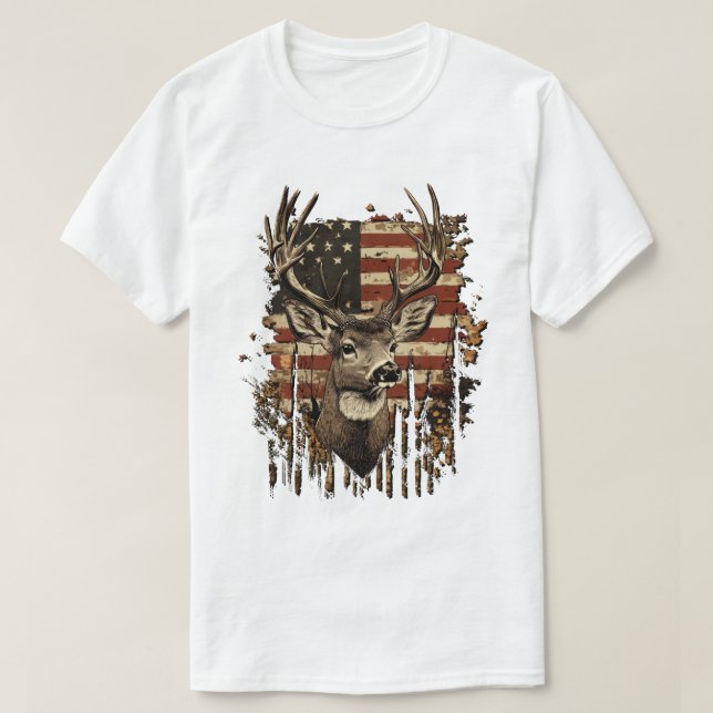 T-shirt Saison du buck drapeau USA (Design devant)