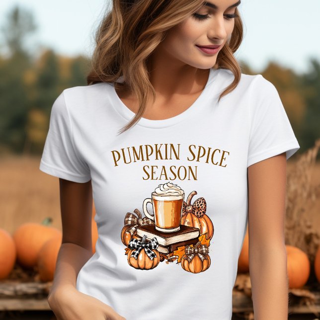 T-shirt Saison du goût de citrouille  (Pumpkin Spice Season Cute T-shirt boho bows)