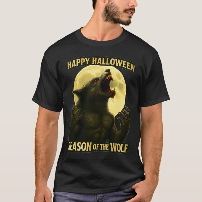 T-shirt Saison du loup Halloween heureux (Devant)