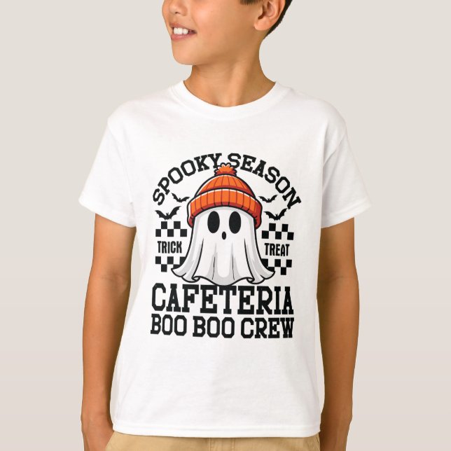 T-shirt Saison éffrayante A Cafétéria Boo Crew Enseignant  (Devant)