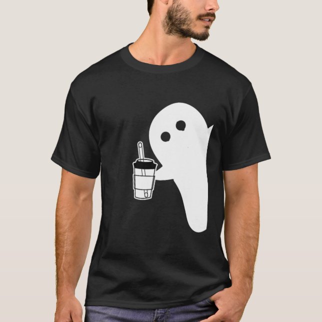T-shirt Saison éffrayante Cute Little Ghost Ice Coffe. Hal (Devant)