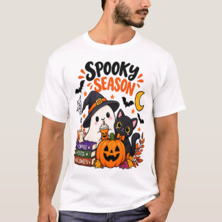 T-shirt Saison effrayante Fantôme & Chat Noir |