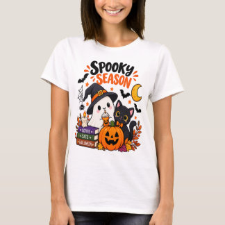 T-shirt Saison effrayante Fantôme & Chat Noir |