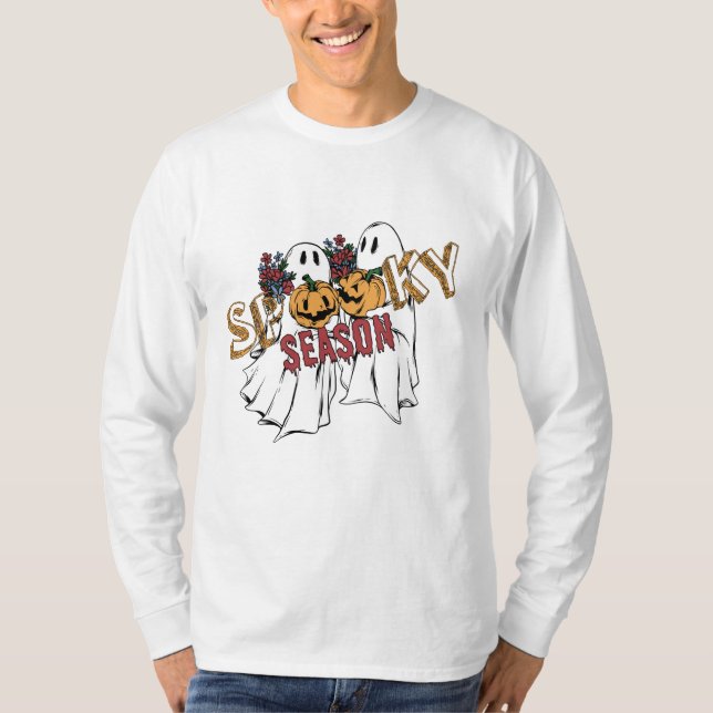 T-SHIRT SAISON EFFRAYANTE GHOSTS HALLOWEEN 2026 (Devant)