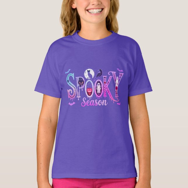 T-shirt Saison éffrayante Halloween filles (Devant)