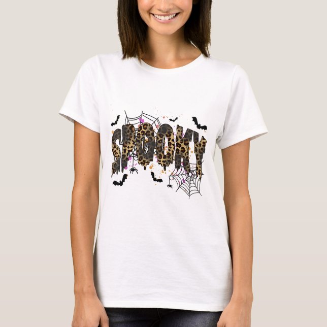 T-shirt Saison éffrayante Leopard Halloween Éffrayant pour (Devant)