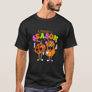 T-shirt Saison Éffrayante Rétro Halloween Trop Citrouille 