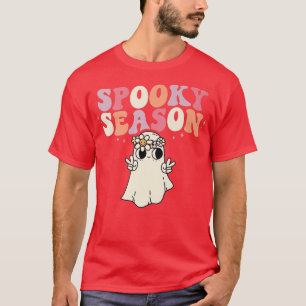 T-shirt Saison éffrayante Retro Super Floral Ghost Hallowe