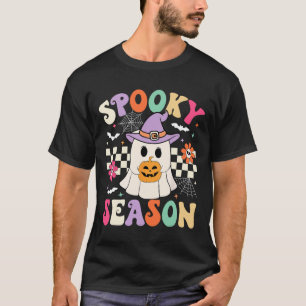 T-shirt Saison Éffrayante super Retro Ghost Holding Citrou