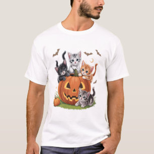 T-shirt Saison Halloween Fleur Chat 90 Pumpkin Époque Enso