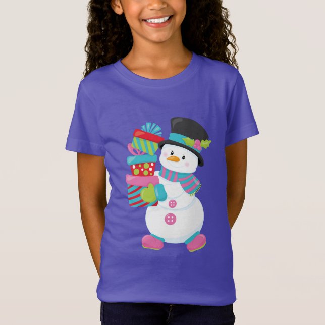 T-Shirt saison hipster kid snowman cadeaux de Noël (Devant)