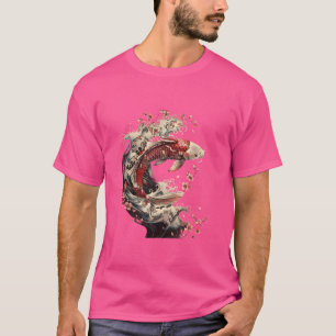 T-shirt Saison Koi Asian Carp Sakura Cherry Blossom Nishik