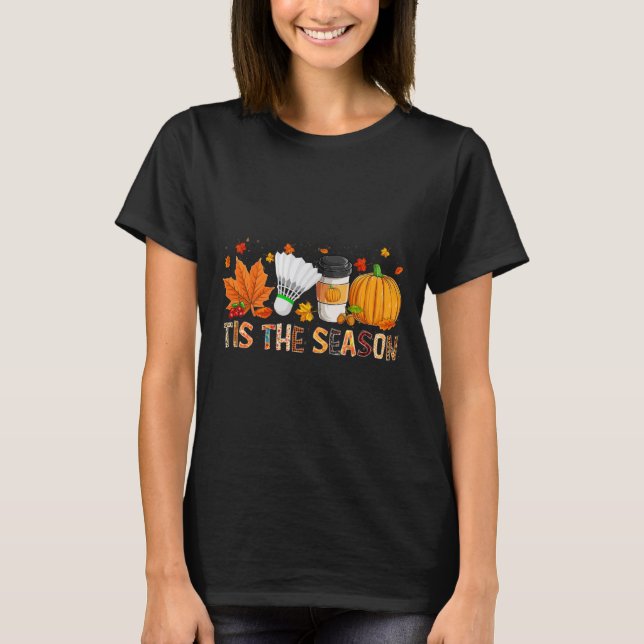 T-shirt Saison Leopard Citrouille Badminton Halloween Fall (Devant)