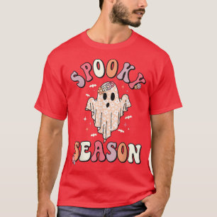 T-shirt Saison Rétro Squelette Groovy Mignon Fantôme Hallo