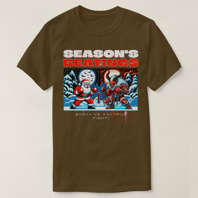 T-shirt Saisons coups Santa Claus vs Krampus (Design devant)