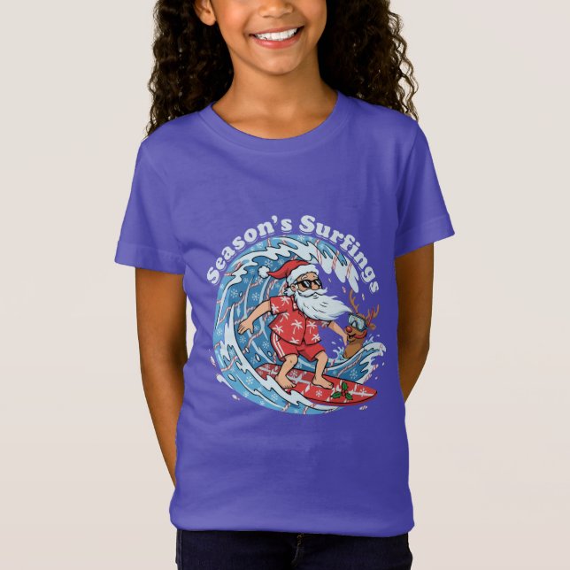 T-Shirt Saisons de Fun Surf de Santa Hawaïen (Devant)