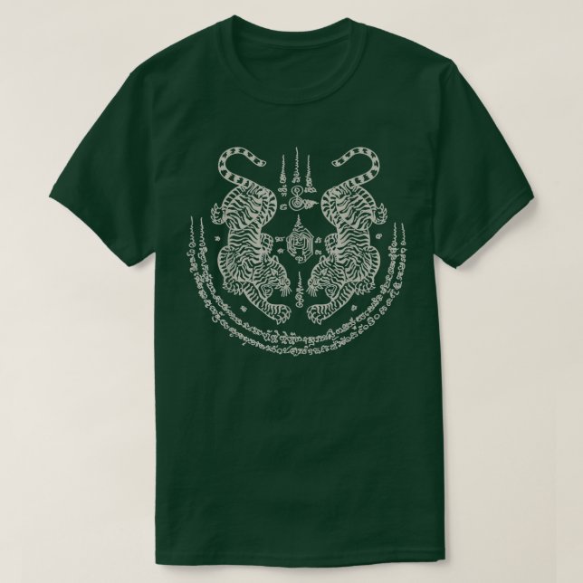 T-shirt Sak Yant Thai Tattoo Twin Tiger Muay Magique Thail (Design devant)